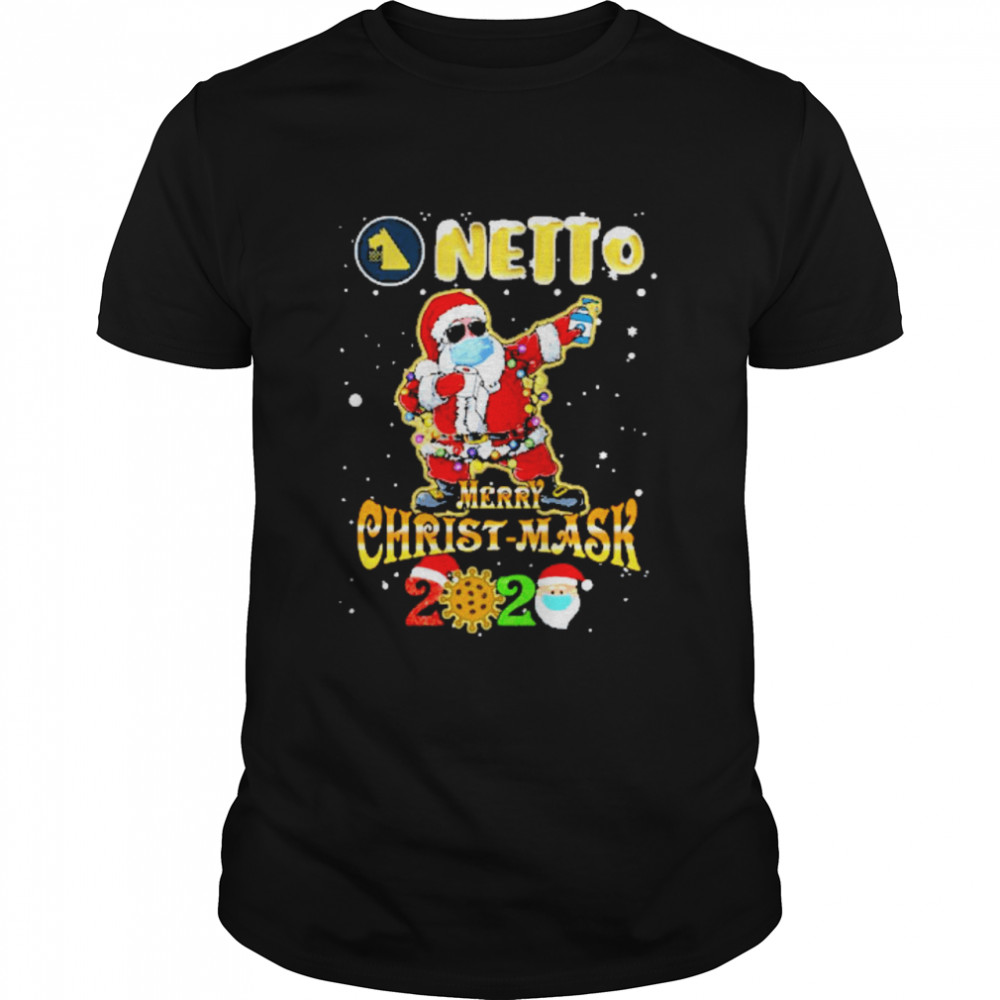 santa claus dabbing netto merry christmas mask 2020 covid19 shirt