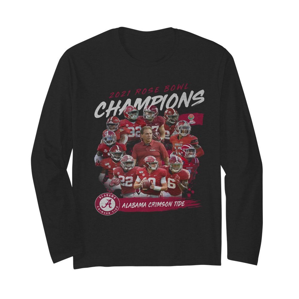 2021 Rose Bowl Champions Alabama Crimson Tide  Long Sleeved T-shirt 