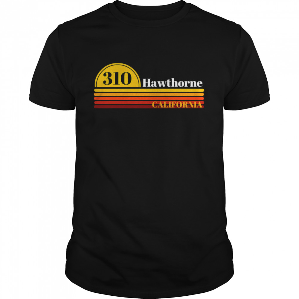 310 Hawthorne California Vintage Sunset With Area Code shirt