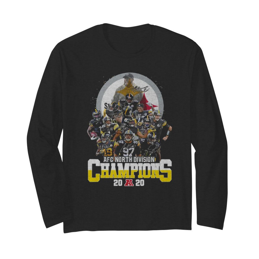 AFC North Division Champions Pittsburgh Steelers Signatures  Long Sleeved T-shirt 