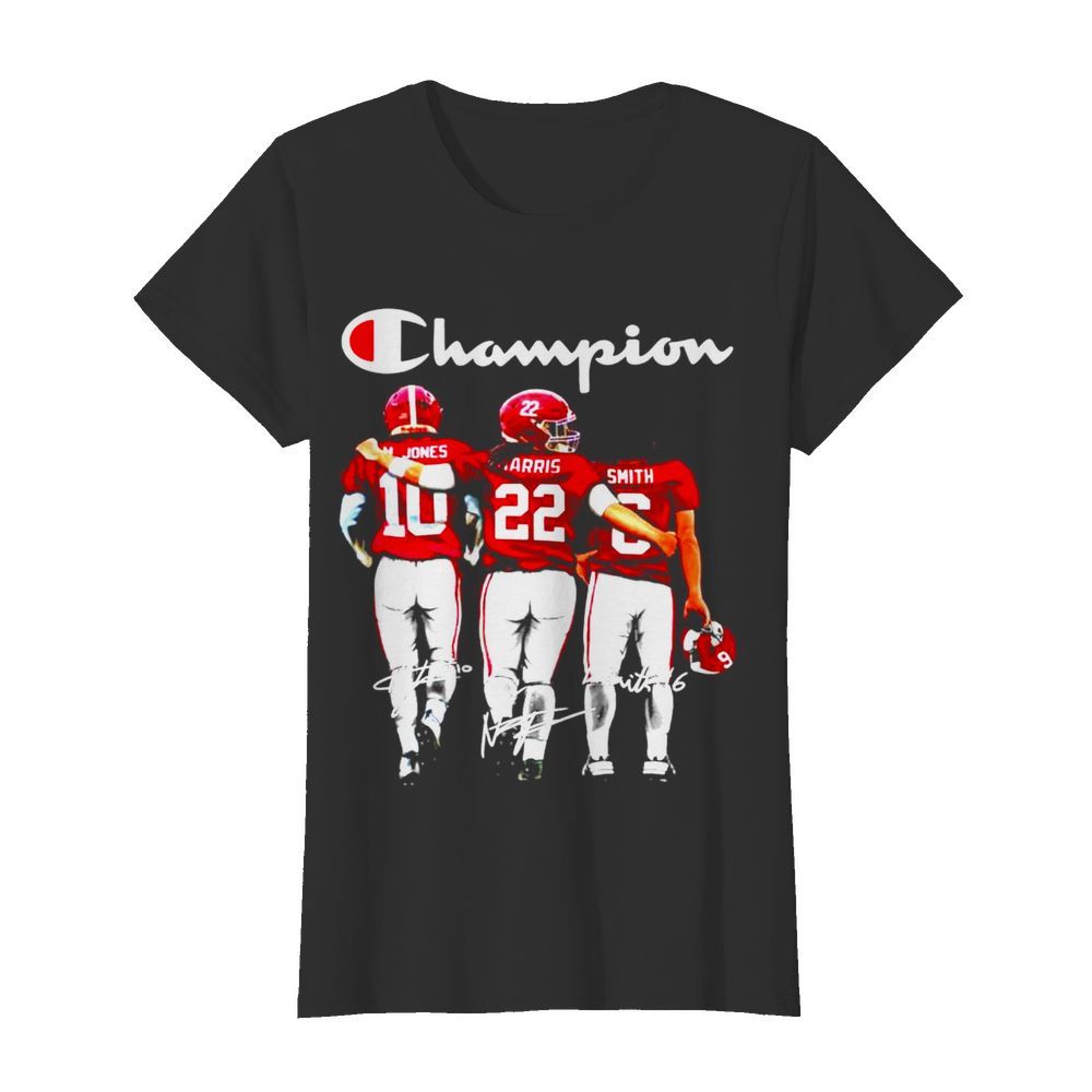 Alabama Crimson Tide Mac Jones Najee Harris and Devonta Smith Champions signatures  Classic Women's T-shirt