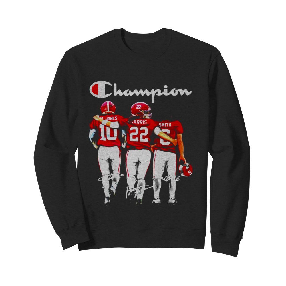 Alabama Crimson Tide Mac Jones Najee Harris and Devonta Smith Champions signatures  Unisex Sweatshirt