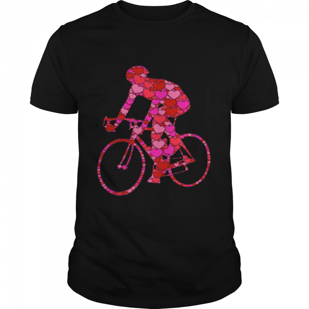 Bike Pink Red Heart Valentines Day For Bicycle Racer shirt