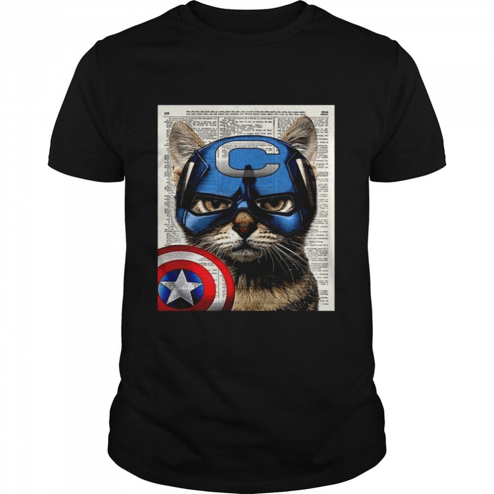 Cat Captain America shirt