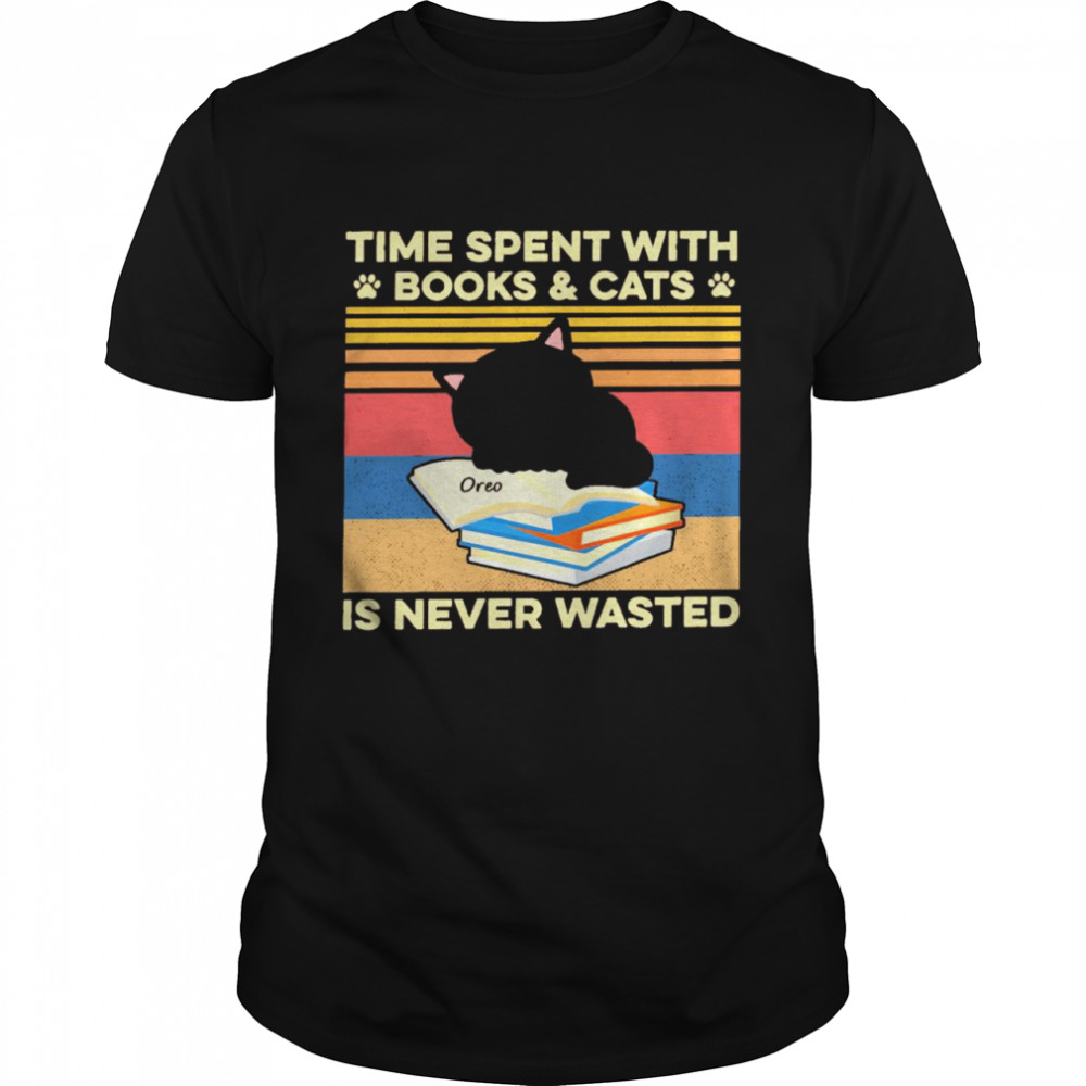 Cat time spent with books and cats is never wasted vintage shirt