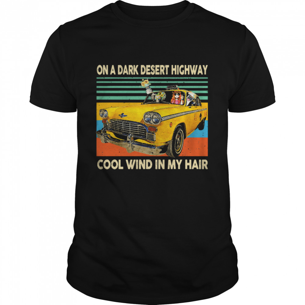 Elephant and Hippie Girl on a dark desert highway cool wind in my hair vintage shirt