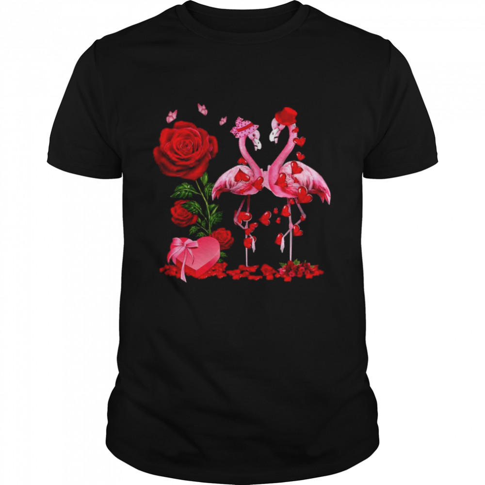 Flamingo Love Rose Happy Valentine 2021 shirt