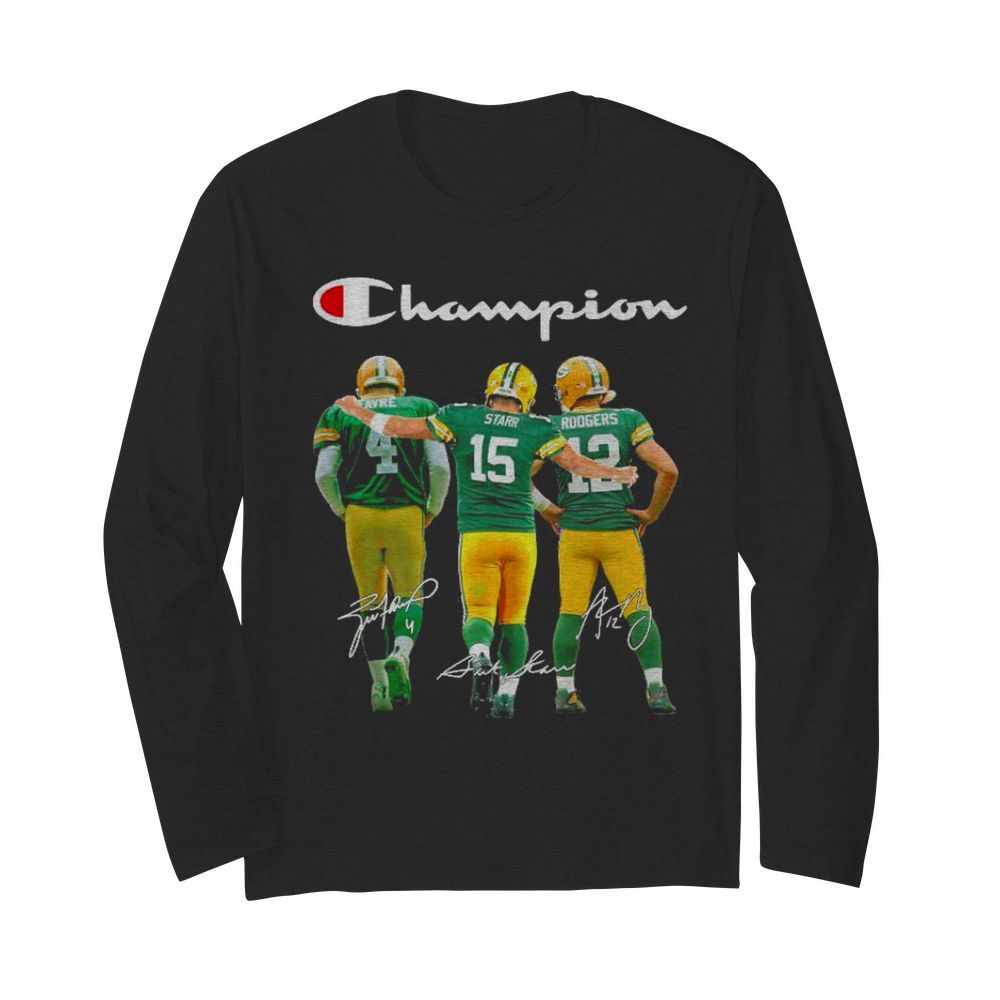 Green bay packers favre starr rodgers champions signatures  Long Sleeved T-shirt 