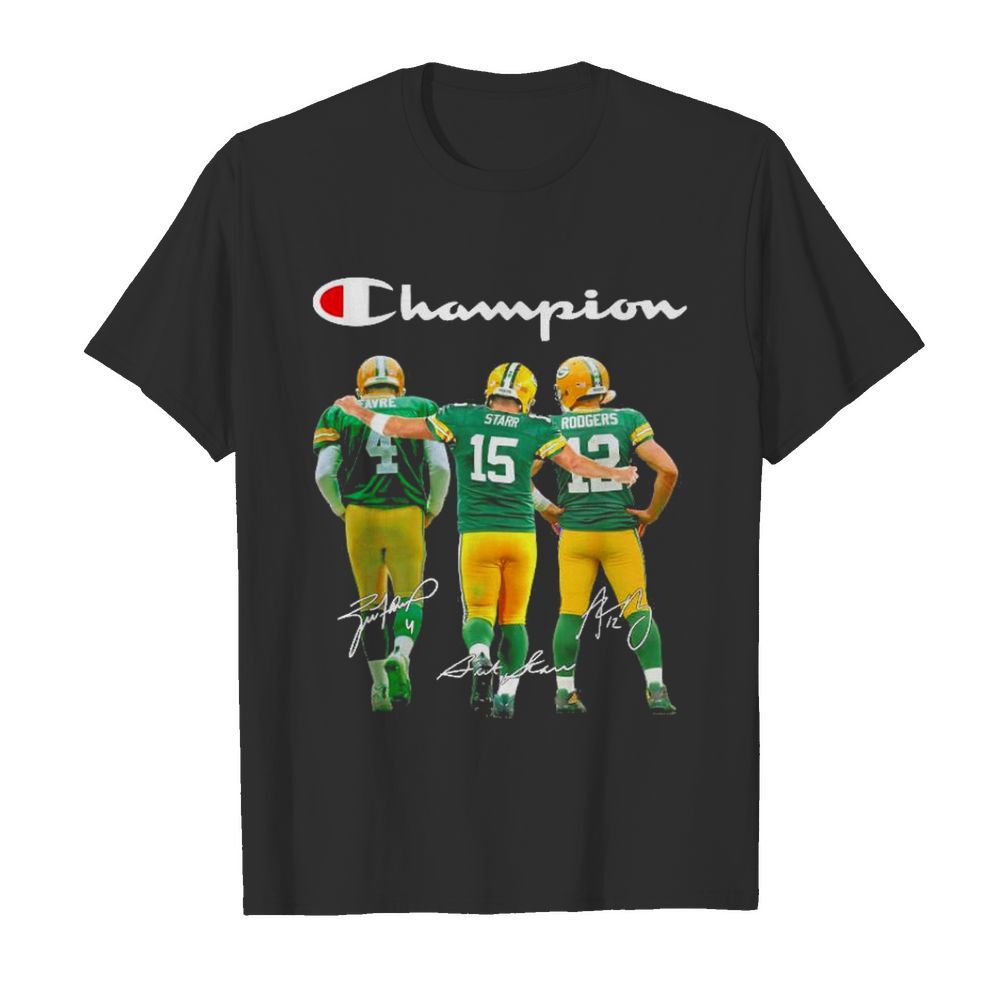 Green bay packers favre starr rodgers champions signatures shirt