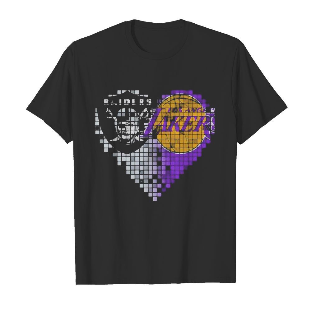 Las vegas Raiders and Los Angeles Lakers hearts shirt