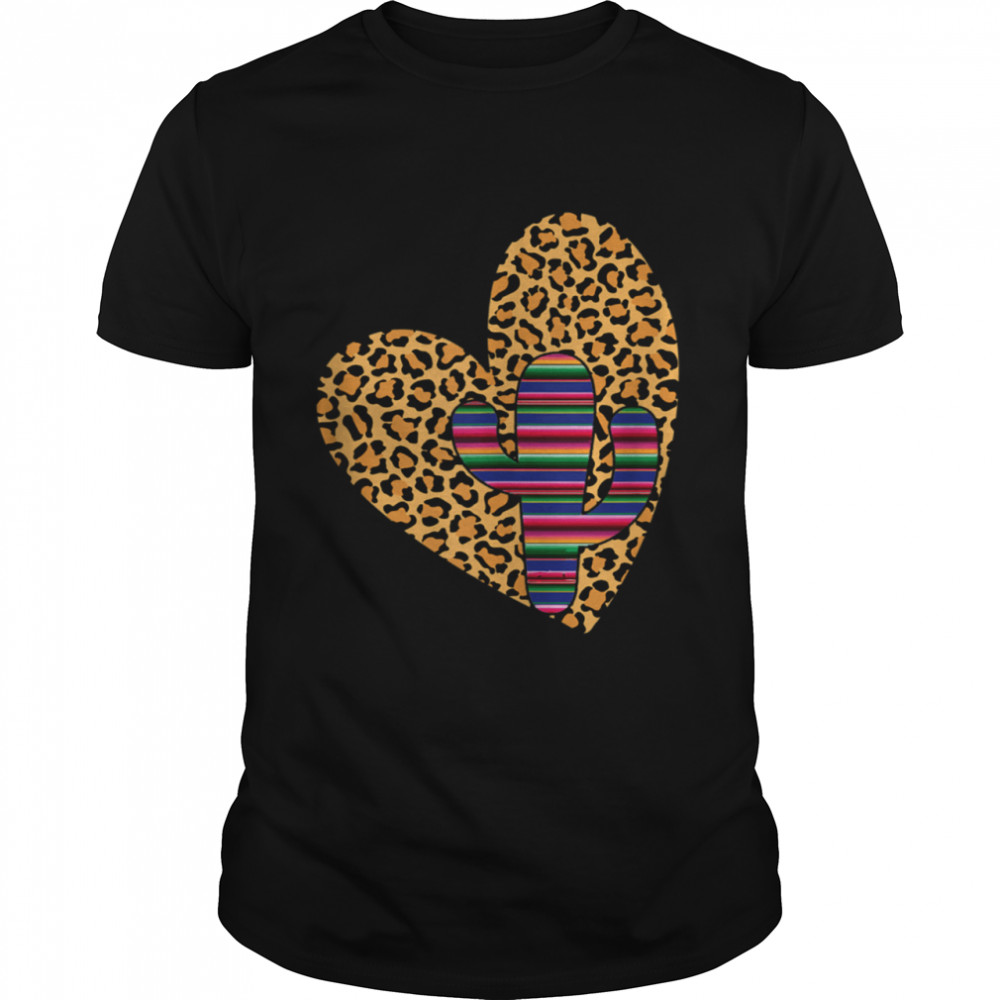 Leopard Heart Cactus Serape Cactus print Turquoise shirt