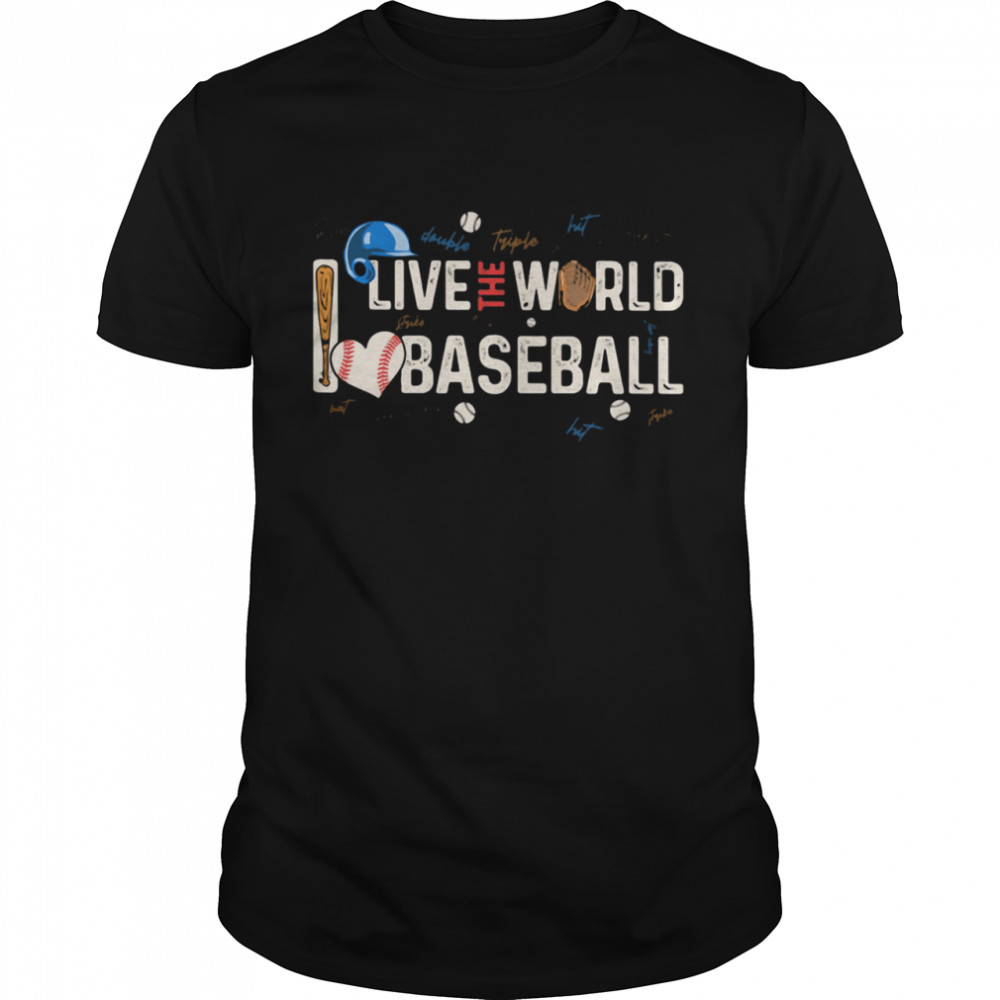 Live The World I Love Baseball Heart Signature shirt