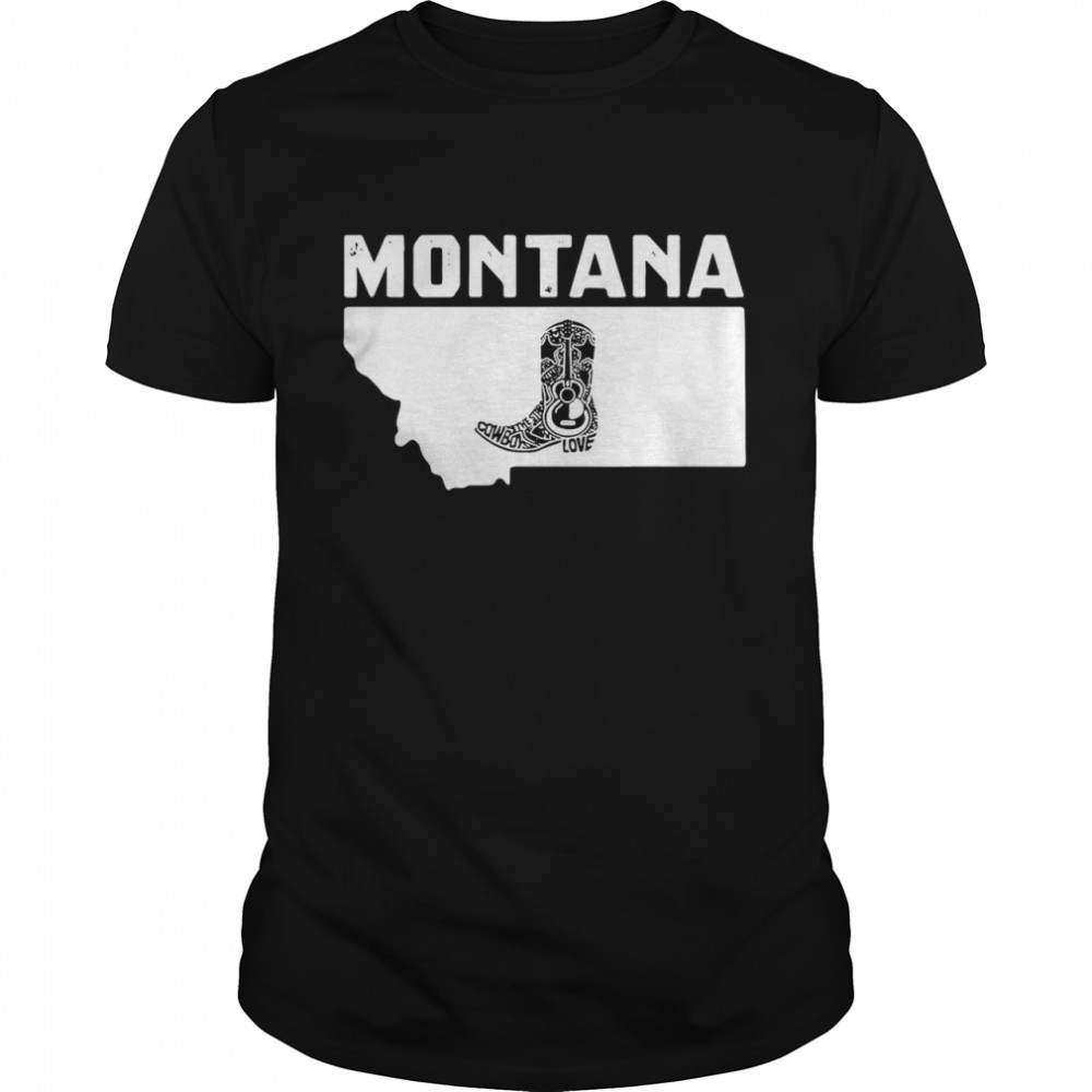 Montana Cowboy Boot Text Rodeo Ranch shirt