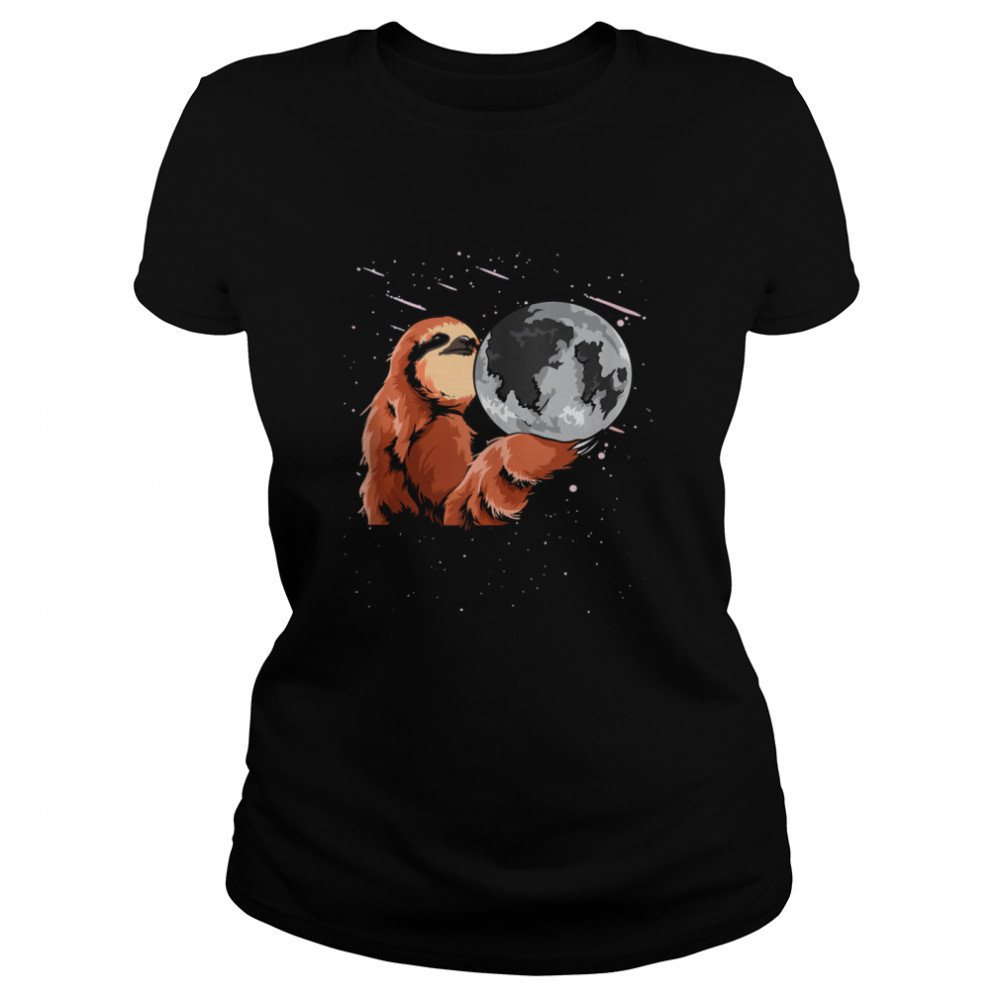 Moon Sloth Outer Space Sloth Holding The Moon  Classic Women's T-shirt