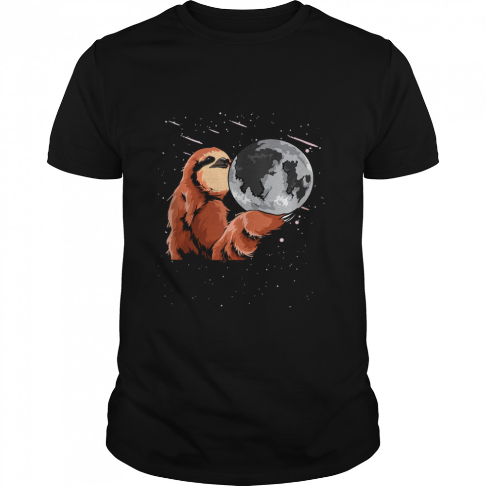 Moon Sloth Outer Space Sloth Holding The Moon  Classic Men's T-shirt