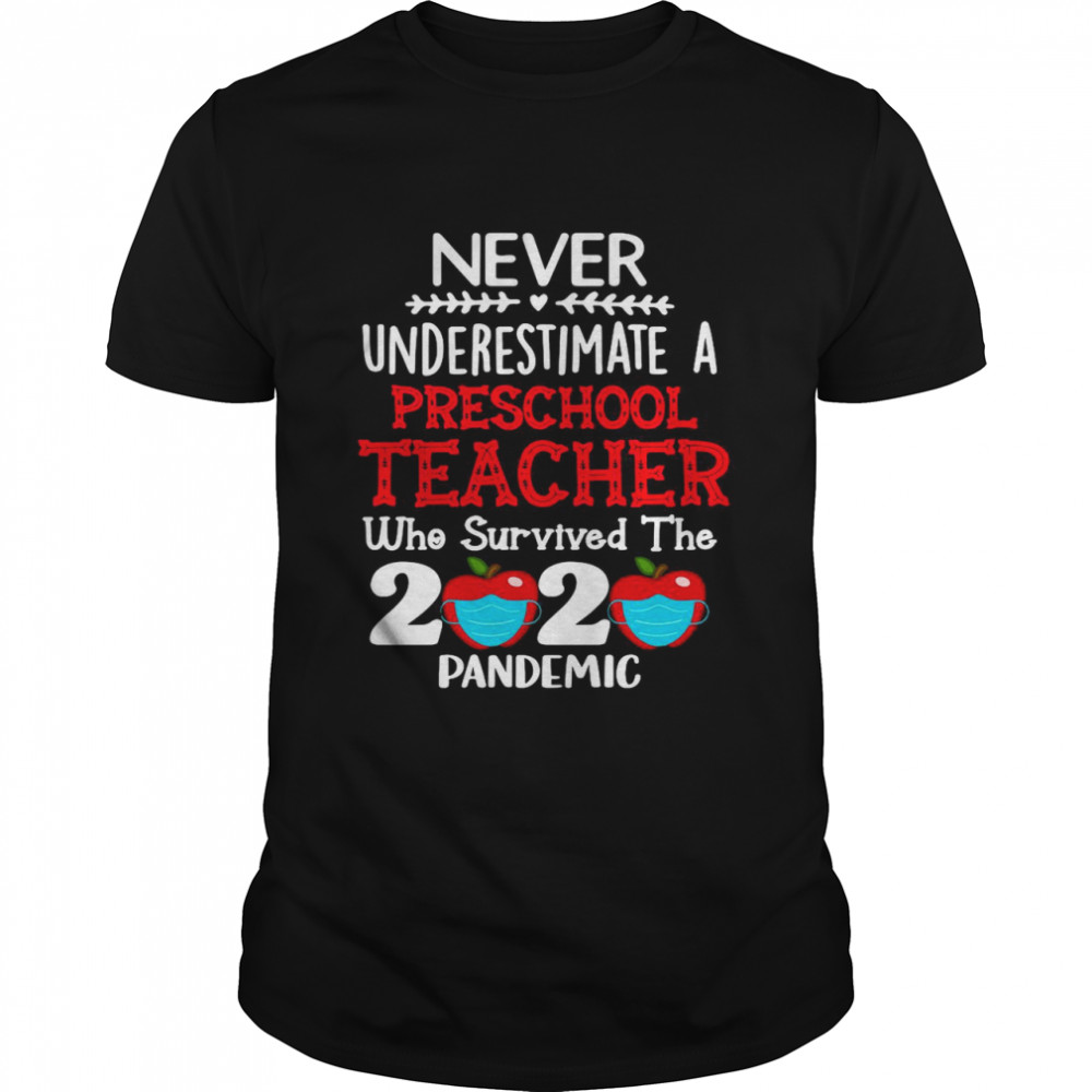 Never Underestimate A Preschool Teacher Teacher Who Survived The 2020 Pandemic shirt