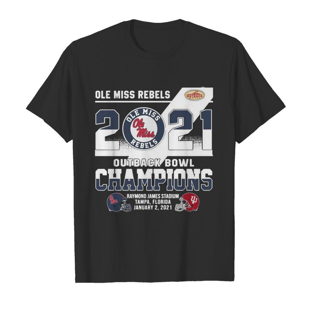 Ole Miss Rebels Football 2021 Outback Bowl Champions Raymond James Stadium Tampa Florida tshirt