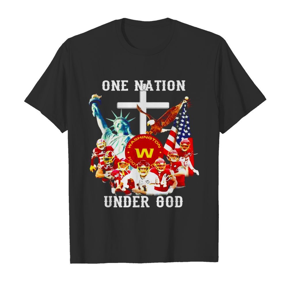 One nation under god Washington football team signatures shirt