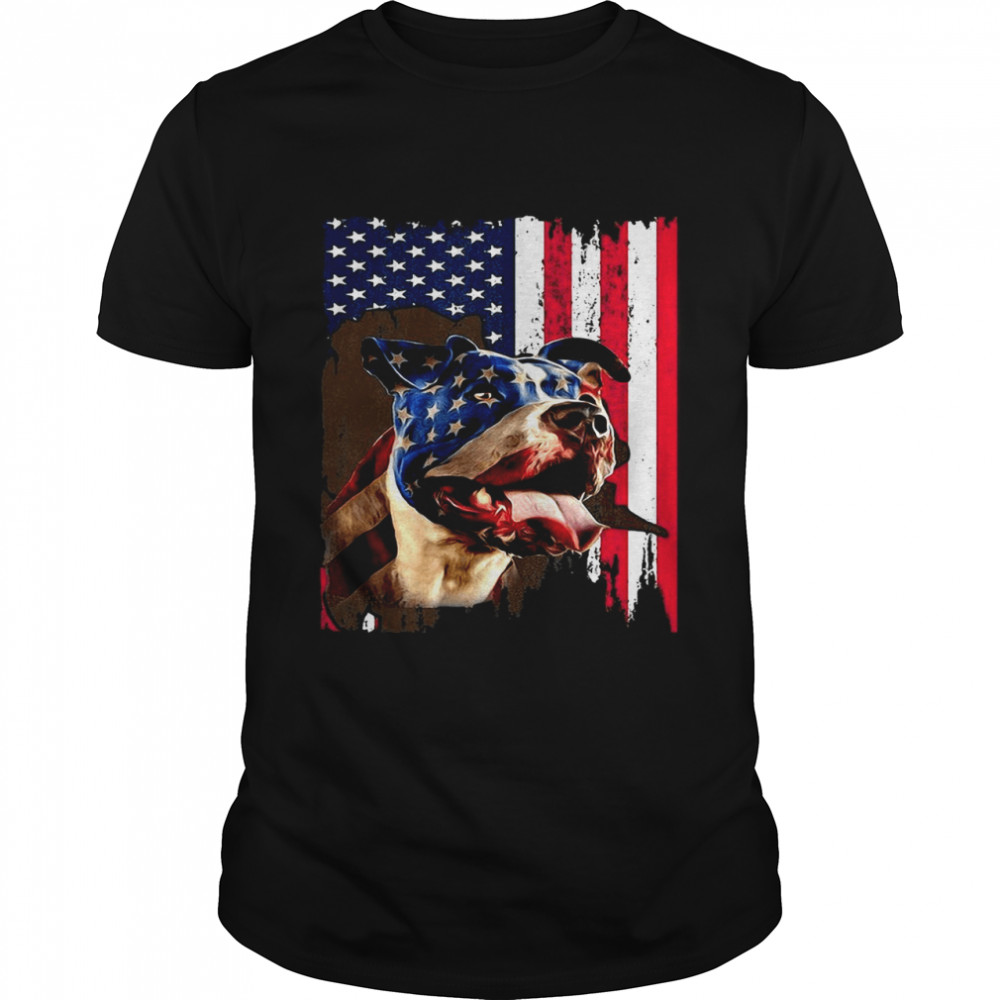 Pitbull American Flag 4th July Independence Day shirt