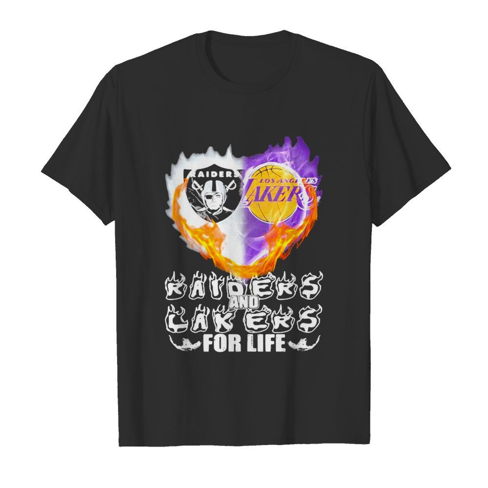 Raiders And Los Angeles Lakers For Life Logo Team Football In My Heart shirt