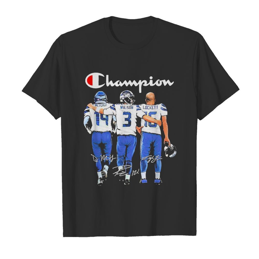 Seattle Seahawks Champion Metcalf Wilson And Lockett Signatures shirt