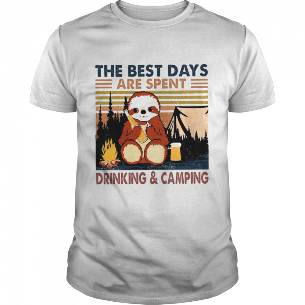 Sloth Hug Beer The Best Days Are Spent Drinking And Camping Vintage shirt